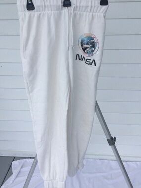NASA White Sweatpants, Size Small
